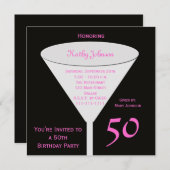 Invitation de fête 50e anniversaire 50 en rose (Devant / Derrière)