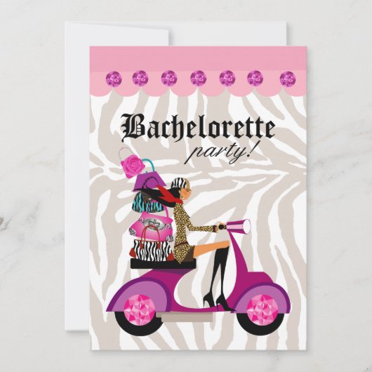 Invitation de fête à la mode Scooter Femme Zèbre N (Devant)