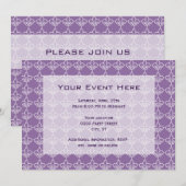 Invitation de fête à motif Fleur de Lis Violet Bla (Devant / Derrière)