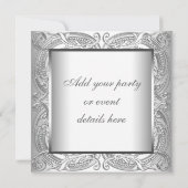 Invitation de fête à thème argenté blanc pour tout (Dos)