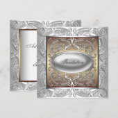 Invitation de fête à thème or argent pour toutes o (Devant / Derrière)