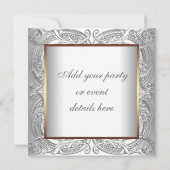 Invitation de fête à thème or argent pour toutes o (Dos)