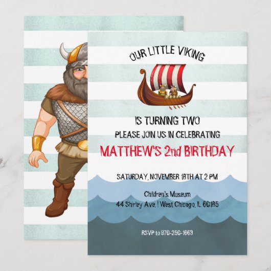 Invitation de fête à thème Viking (Devant / Derrière)