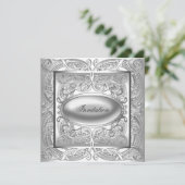Invitation de fête à toutes occasions Blanc Argent (Debout devant)