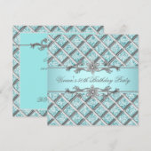 Invitation de fête à toutes occasions Diamants Arg (Devant / Derrière)