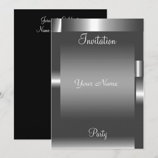 Invitation de fête abstraite couleur argent (Devant / Derrière)