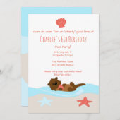 Invitation de fête adorable pour une loutre (Devant / Derrière)
