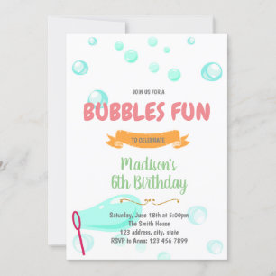 Invitation de fête amusante avec bulles mignonnes
