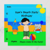 Invitation de fête Anniversaire Beach Boys Enfants (Devant / Derrière)