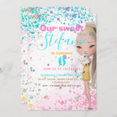 Invitation de fête anniversaire de enfant colorée (Devant / Derrière)