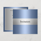 Invitation de fête argent bleu clair (Devant / Derrière)