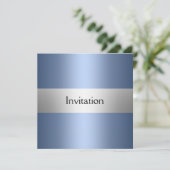 Invitation de fête argent bleu clair (Debout devant)