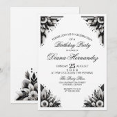 Invitation de fête Art Déco florale (Devant / Derrière)