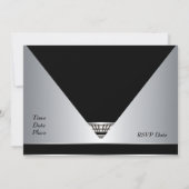 Invitation de fête Art Déco Noir Argent (Dos)