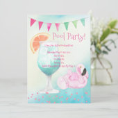 Invitation de fête au bord de la piscine au flaman (Debout devant)
