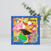 Invitation de fête au bord de la piscine pour la r (Debout devant)