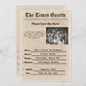 Invitation de fête au journal vintage (Devant / Derrière)