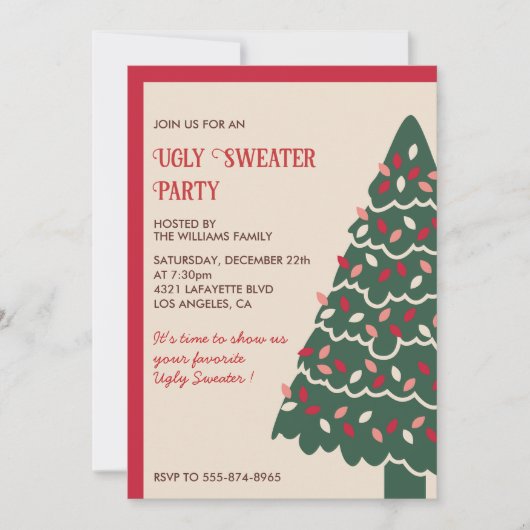 Invitation de fête au pull moche classique avec un (Devant)