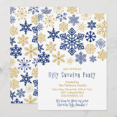 Invitation de fête au pull moche Flocons Élégants (Devant / Derrière)