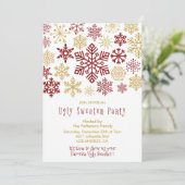 Invitation de fête au pull moche Flocons Élégants (Debout devant)