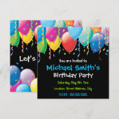 Invitation de fête aux ballons colorés (Devant / Derrière)