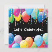 Invitation de fête aux ballons colorés (Dos)