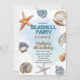 Invitation de fête aux coquillages de plage