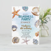 Invitation de fête aux coquillages de plage (Debout devant)