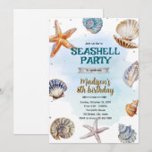 Invitation de fête aux coquillages de plage (Devant / Derrière)