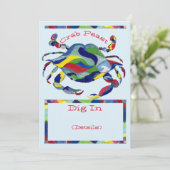 Invitation de fête aux crabes aquarelle fantaisist (Debout devant)