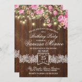Invitation de fête aux fleurs roses rustiques (Devant / Derrière)