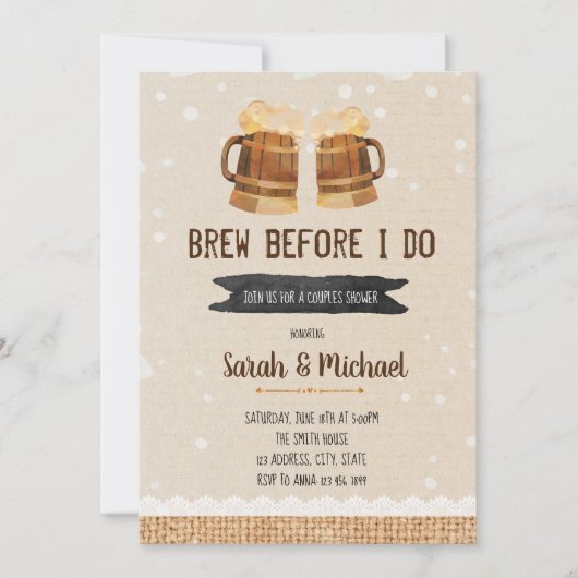 Invitation de fête avant de se marier autour d'une (Devant)