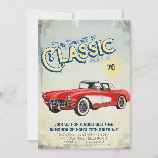 Invitation de fête avec affiche de garage vintage (Devant)