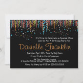 Invitation de fête avec confettis colorés (Devant)