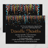 Invitation de fête avec confettis colorés (Devant / Derrière)