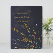 Invitation de fête avec confettis dorés  (Debout devant)