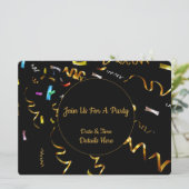 Invitation de fête avec confettis dorés  (Debout devant)