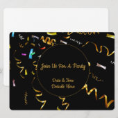 Invitation de fête avec confettis dorés  (Devant / Derrière)