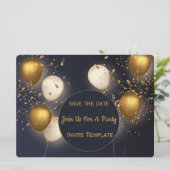 Invitation de fête avec confettis dorés (Debout devant)