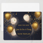 Invitation de fête avec confettis dorés (Devant / Derrière)