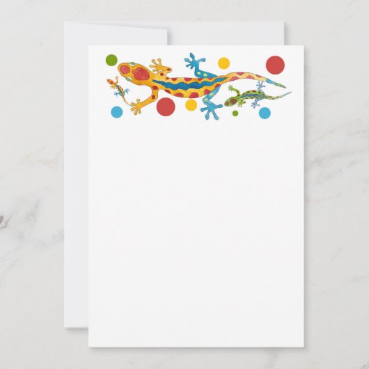Invitation de fête avec design gecko coloré (Devant)