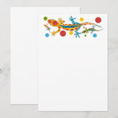 Invitation de fête avec design gecko coloré (Devant / Derrière)