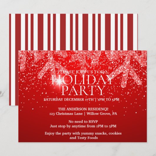 Invitation de fête avec ornements de Noël (Devant / Derrière)