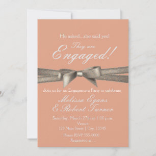 Invitation de fête avec ruban scintillant Peach &