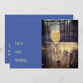 Invitation de fête avec toast au Champagne pétilla (Devant / Derrière)