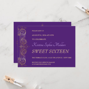 Invitation de fête avec une fine bordure dorée