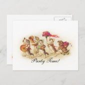 Invitation de fête avec une parade de chaton (Devant / Derrière)