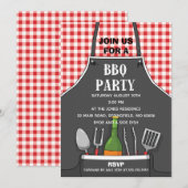 Invitation de fête BBQ au tablier (Devant / Derrière)