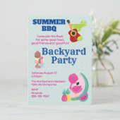 Invitation de fête BBQ de glace au flamingo rose (Debout devant)