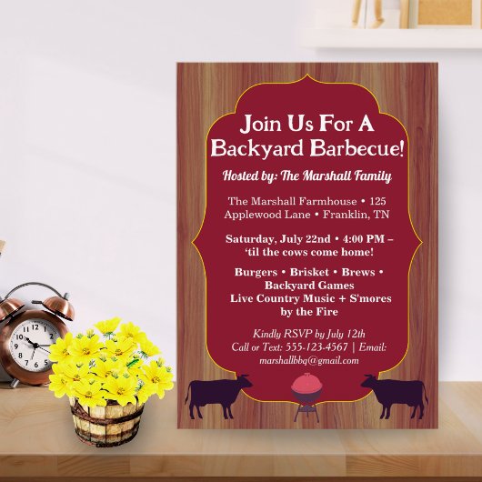 Invitation de fête BBQ Rustique de Ferme - Fête d'